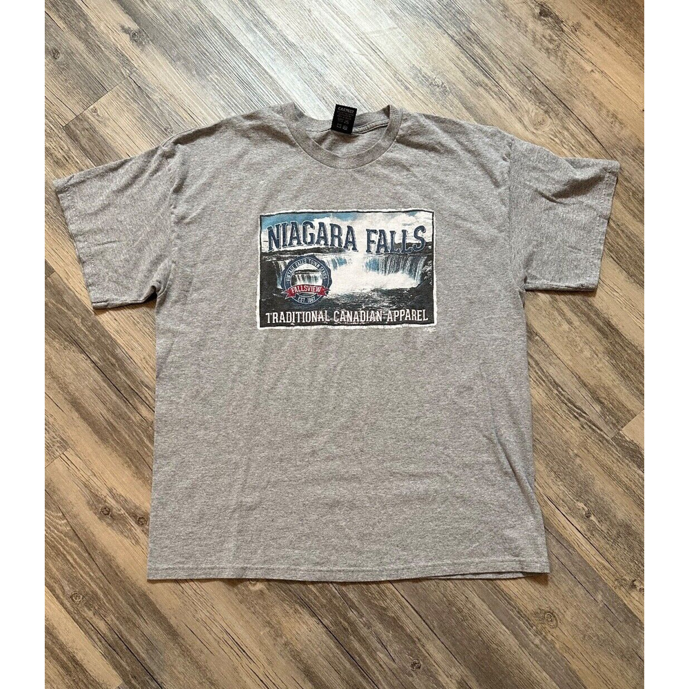 Vtg Niagra Falls T-Shirt Tourist Canada River Wear XL Gray Print Travel Canadian